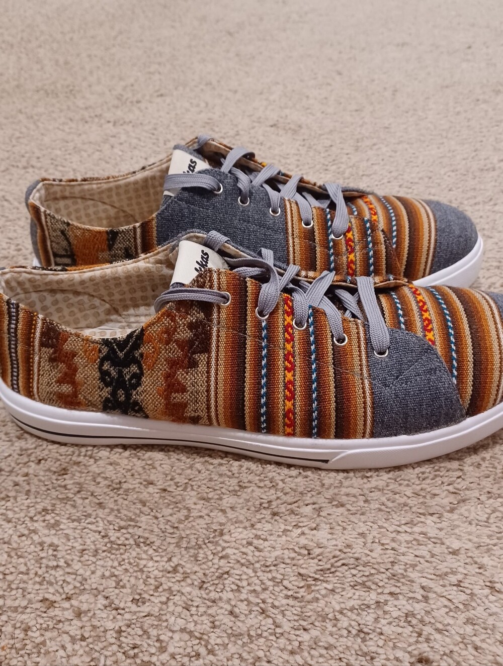 Inkkas Handmade Woven low-top Sneakers in Gray, Brown & Tan Mens 9/ Womens 11